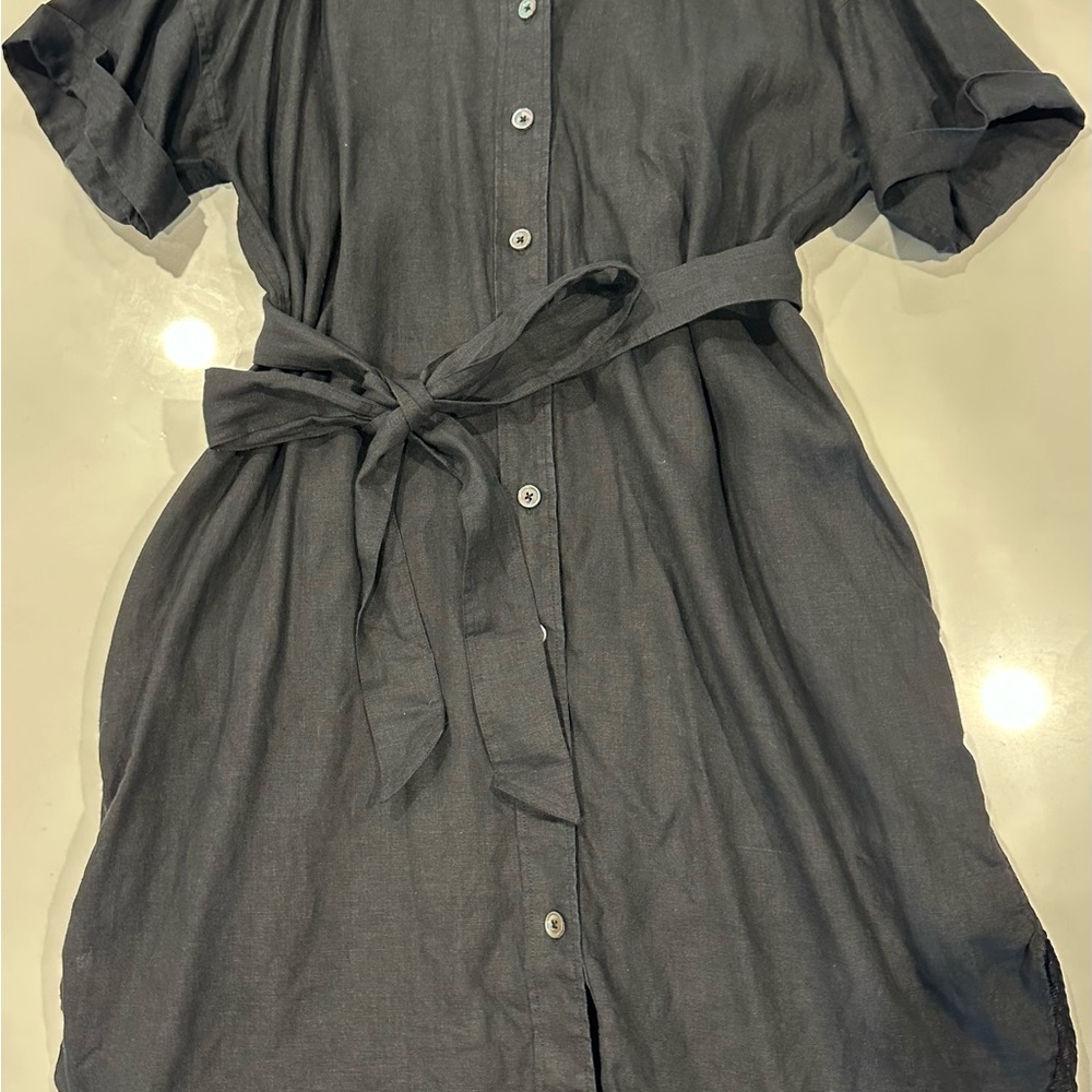 J. Crew Captain Linen Dress in Black